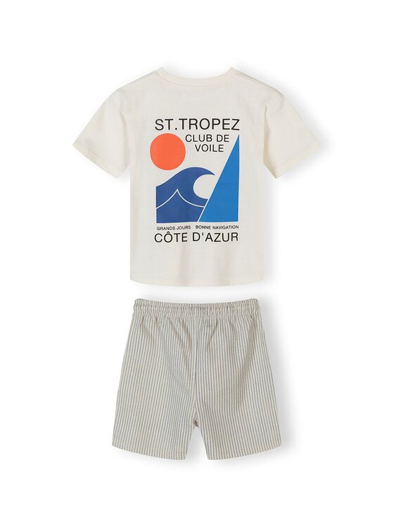 minoti minoti Komplet t-shirt i spodenki 29SET205 Kremowy Regular Fit