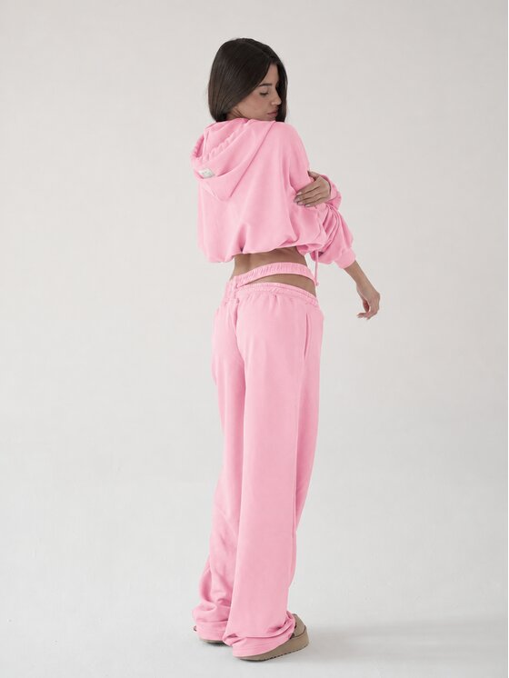 MissDenim MissDenim Bluza Oversize Crop Zip Hoodie Różowy jasny Oversize