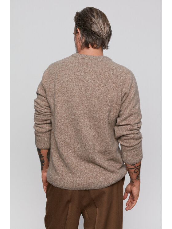 B SIDES B SIDES Sweter DARWIN Beżowy Regular Fit