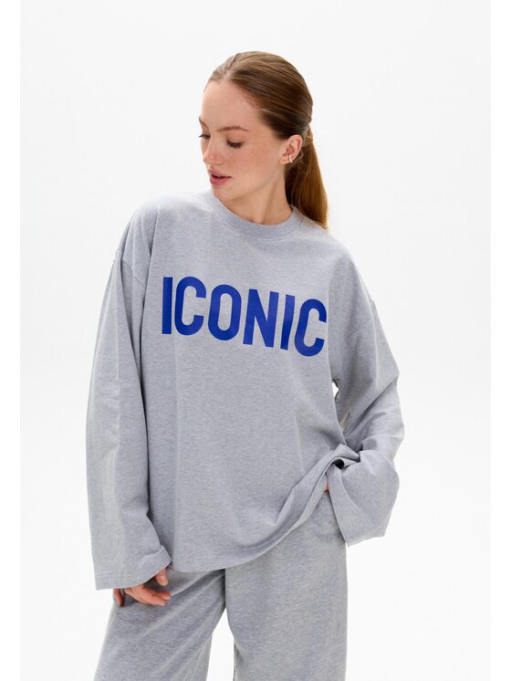 Mirons Mirons Longsleeve Print Szary jasny Regular Fit