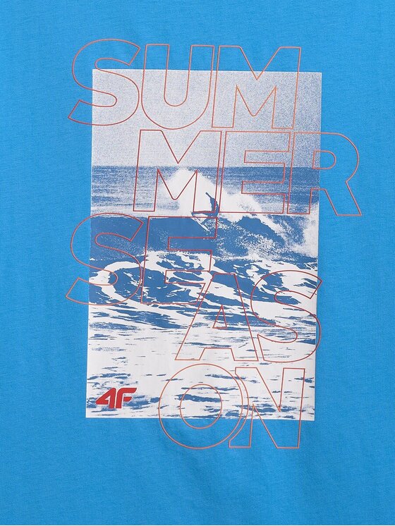 4F 4F T-Shirt 4FWSS26TTSHM2783-33S Niebieski Regular Fit