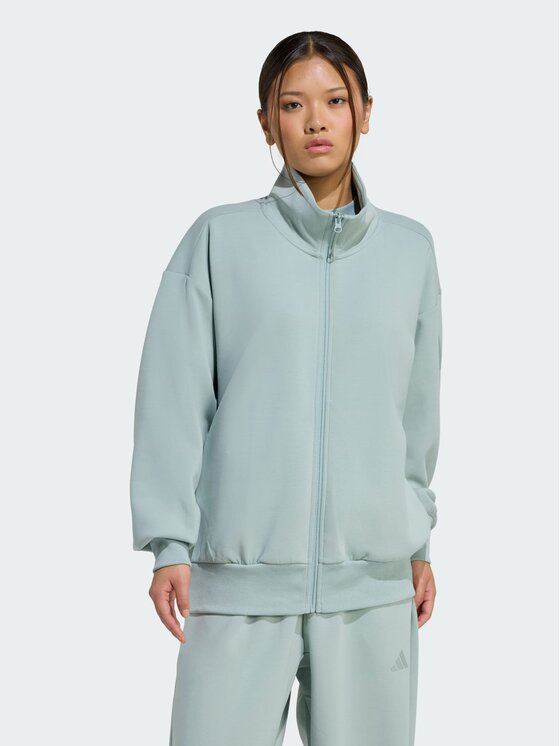 adidas adidas Bluza Soft Lux Loose Full-Zip Zielony Loose Fit
