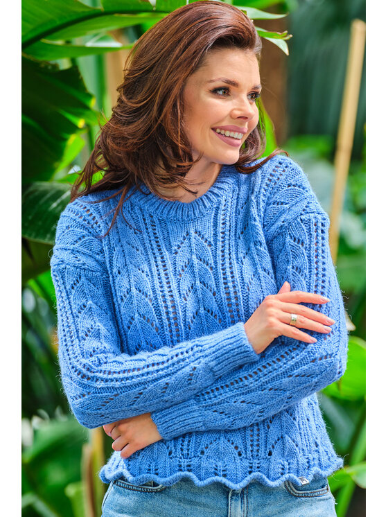 Awama Awama Sweter A446 Niebieski Basic Fit