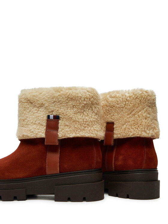 Tommy Hilfiger Tommy Hilfiger Škornji Faux Fur Suede Roll-Down Boot FW0FW08158 Rjava