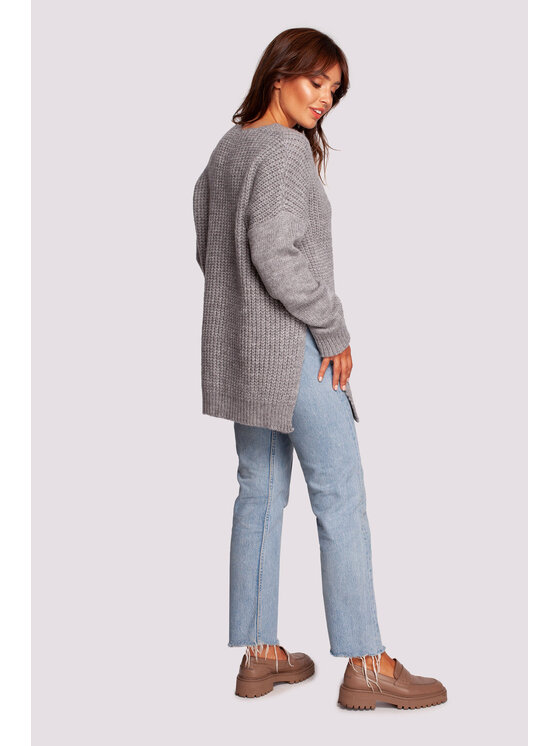 BeWear BeWear Sweter BK087 Szary Modern Fit