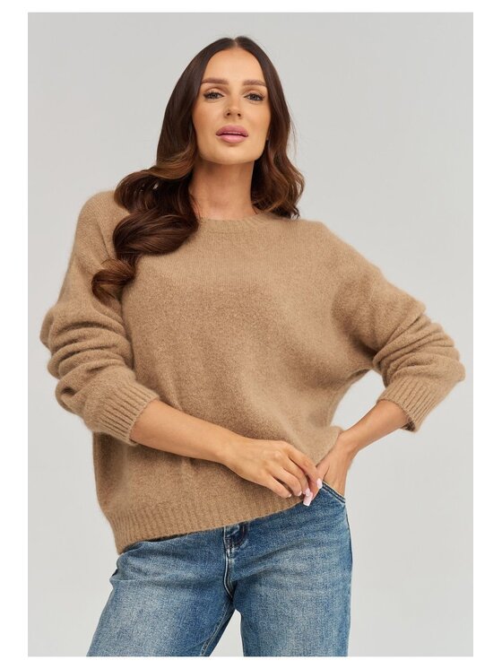 Makadamia Makadamia Sweter C93 Brązowy Loose Fit