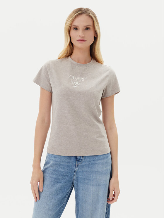 Guess Guess T-Shirt V4YI21 KCDH1 Šedá Slim Fit