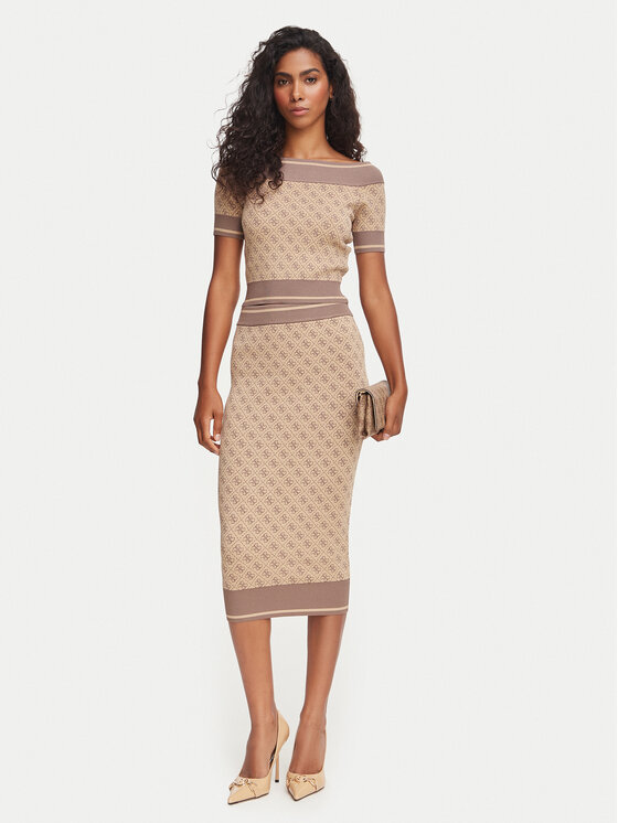 Guess Guess Spódnica ołówkowa W6YD19 Z0961 Beżowy Slim Fit