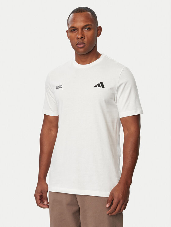 adidas adidas Тениска от техническо трико Run Essentials Graphic T-Shirt KS2501 Бял Regular Fit