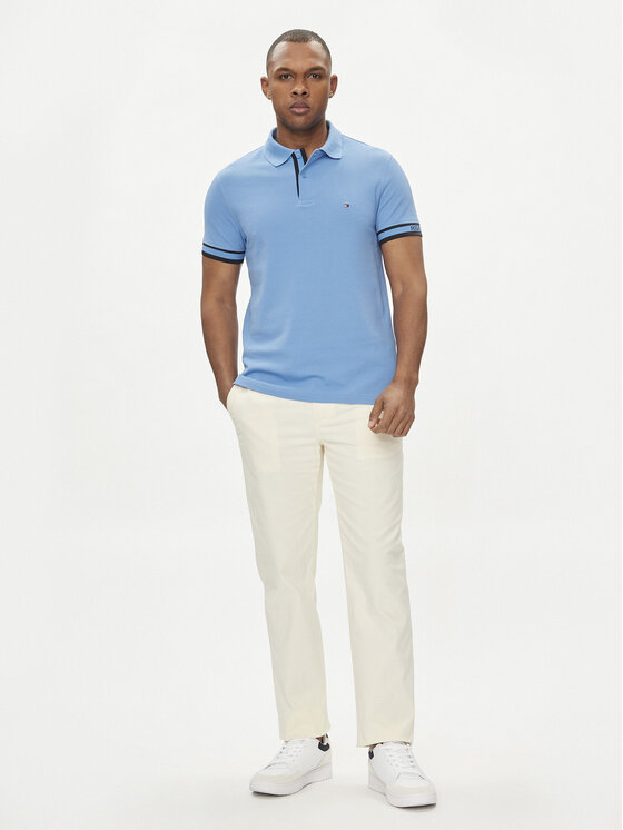 Tommy Hilfiger Tommy Hilfiger Тениска с яка и копчета Monotype MW0MW34737 Син Slim Fit