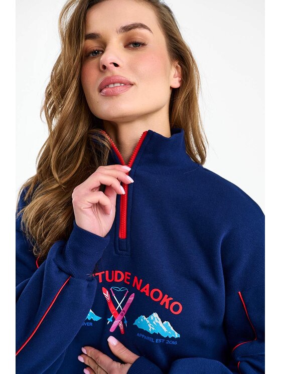 NAOKO NAOKO Bluza High Altitude Granatowy Oversize