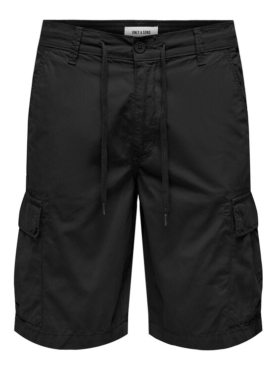 Only & Sons Only & Sons Bavlnené šortky Loc Cargo 22029214 Čierna Regular Fit