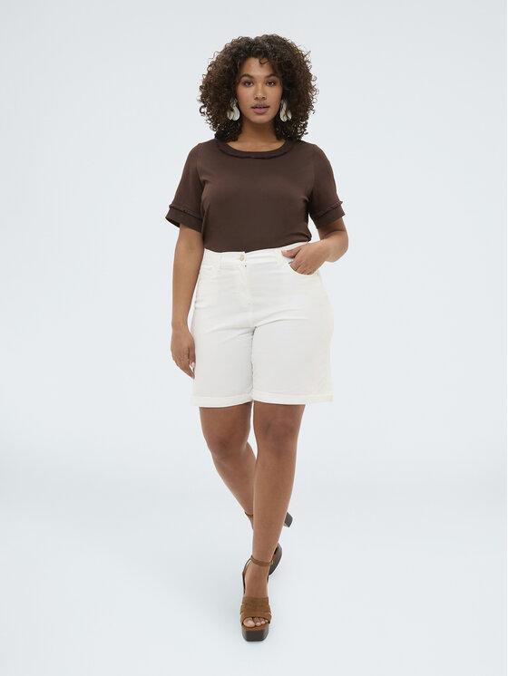 Fiorella Rubino Fiorella Rubino Szorty materiałowe P714T005198N011 Biały Regular Fit
