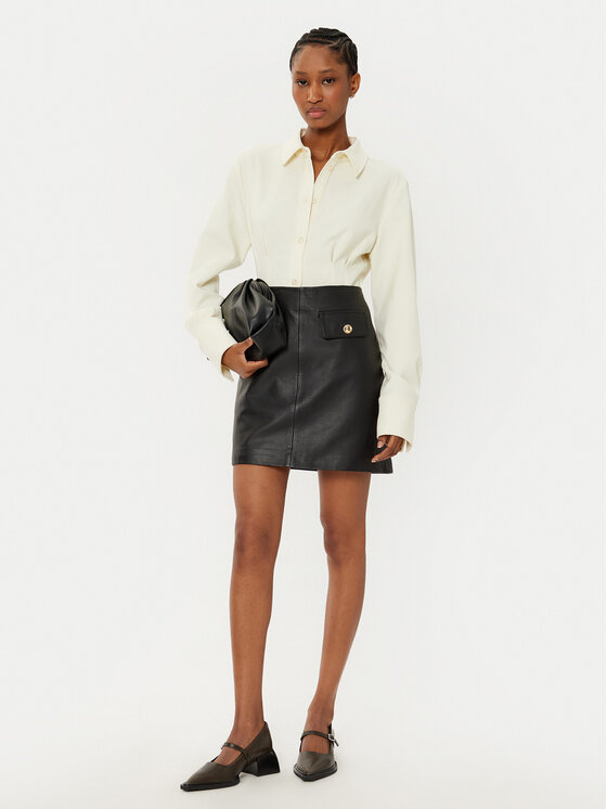 Bruuns Bazaar Bruuns Bazaar Kožna suknja GentianB BBW4324 Crna Slim Fit