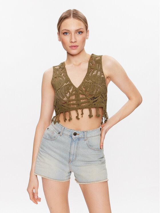 TWINSET Top 231TT3100 Verde Regular Fit 231TT3100 imagine noua