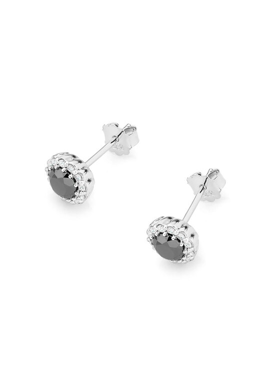 Fugart Fugart Kolczyki Kolczyki z białego złota z czarnym brylantami FKO510-B585-CB1.00/0.20 Biały
