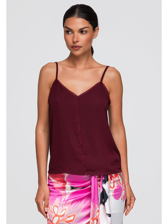 Ombre Ombre Bluzka OW-TS-E0057 Bordowy Loose Fit