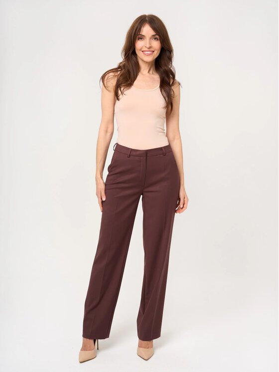 Willsoor Willsoor Spodnie garniturowe 68206 Brązowy Regular Fit