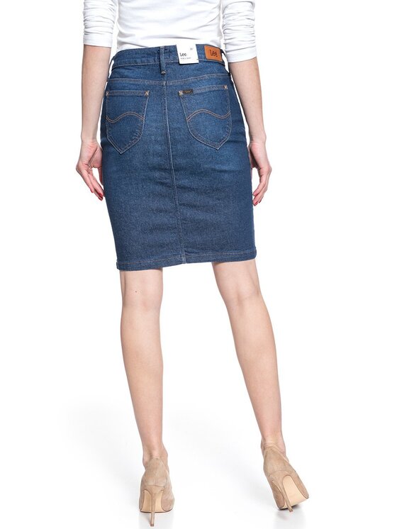 Lee Lee Spódnica mini PENCIL SKIRT Niebieski Regular Fit