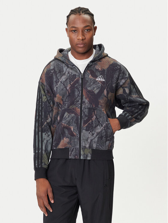 adidas adidas Mikina Camo JY2775 Šedá Loose Fit