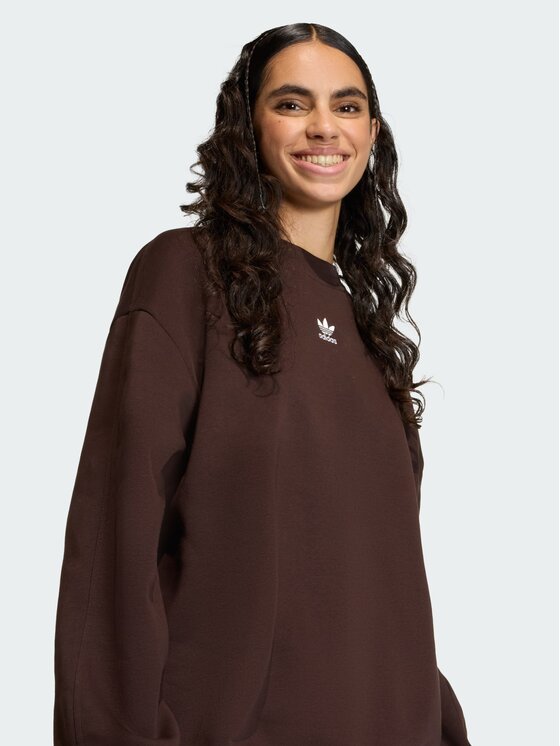 adidas adidas Bluza Essentials Fleece Long Oversized Crew Brązowy Oversize