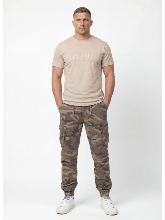 PITBULL PITBULL T-Shirt USA CAL Beżowy Regular Fit