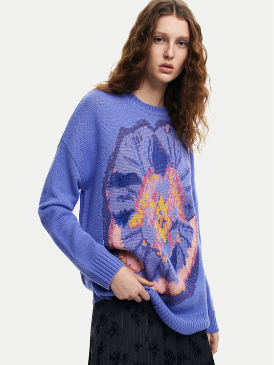 Desigual Desigual Pulover Pensee Lacroix 24WWJF52 Vijolična Regular Fit