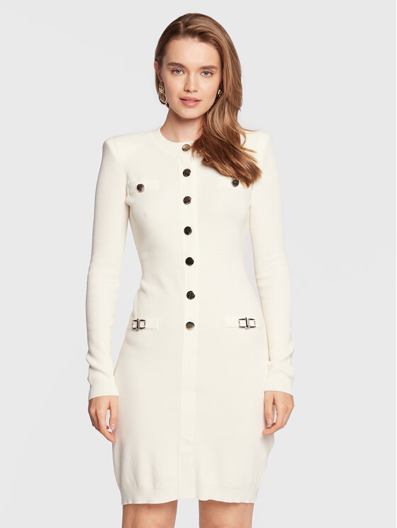 Liu Jo Rochie tricotată CF2185 MS99E Écru Slim Fit CF2185 imagine noua