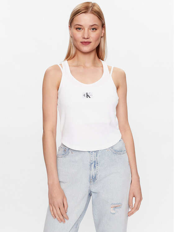 Calvin Klein Jeans Top J20J221430 Bijela Regular Fit