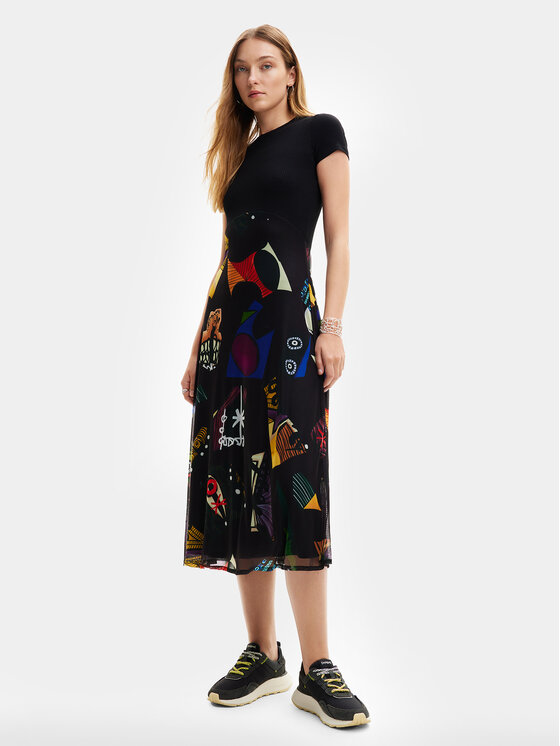 Desigual Desigual Hétköznapi ruha MONSIEUR CHRISTIAN LACROIX Lin 24SWVK47 Fekete Regular Fit