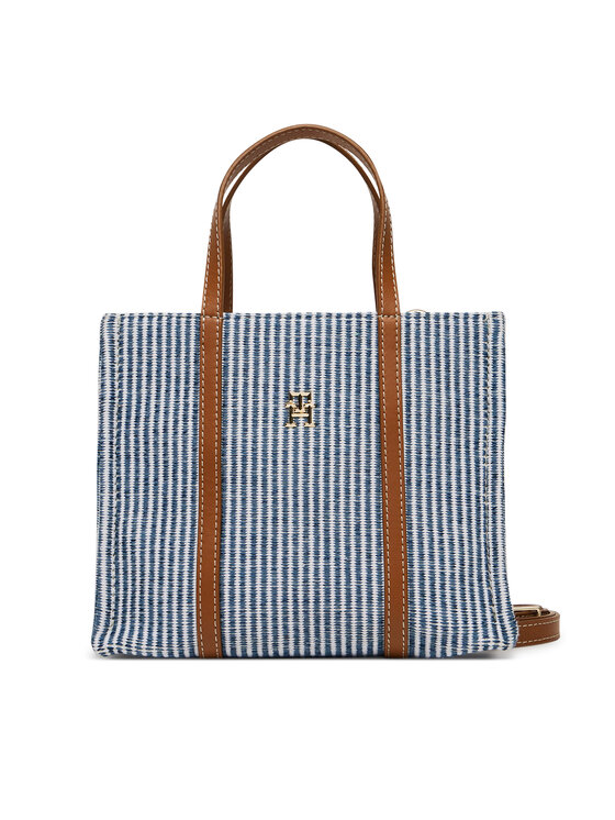 Geantă Tommy Hilfiger Th Premium Beach Le Mini Tote AW0AW17208 Albastru