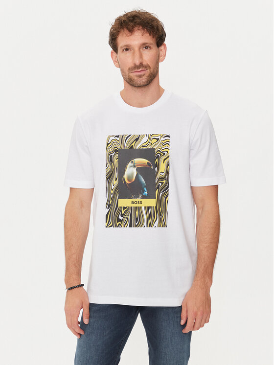Boss Tricou Te_Tucan 50516012 Alb Regular Fit