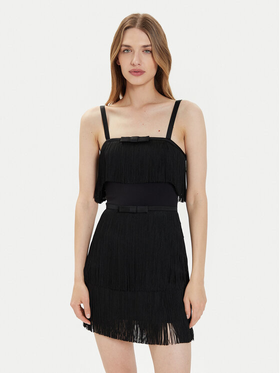Elisabetta Franchi Koktejlové šaty AB-635-42E2 Čierna Regular Fit