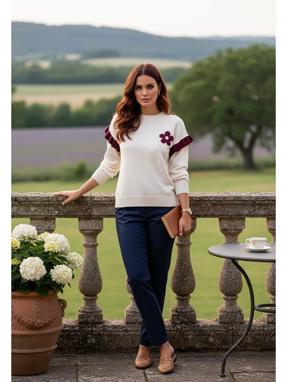 FIGL FIGL Svetr M1242 Bílá Regular Fit