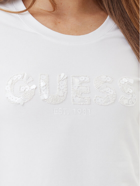 Guess Guess T-Shirt W5GI17 J1314 Bílá Slim Fit