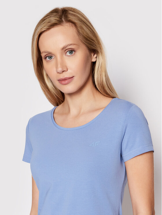 4F 4F T-Shirt H4L22-TSD350 Niebieski Regular Fit