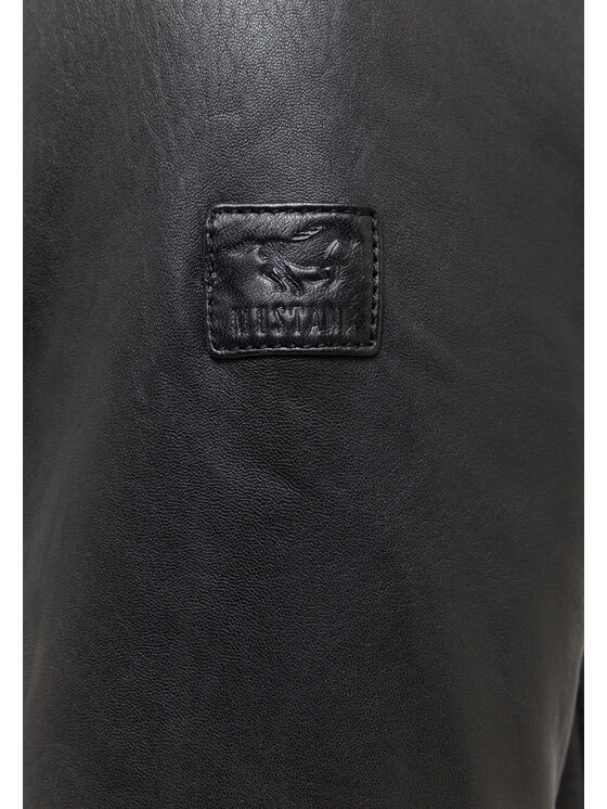 Mustang Mustang Kurtka skórzana BIKER JACKET Czarny Regular Fit