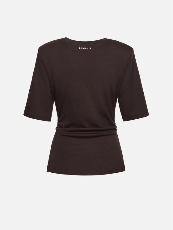 La Mania La Mania T-Shirt LOGAN Brązowy ciemny Basic Fit