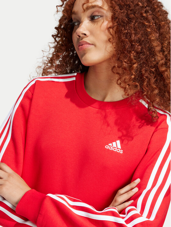 adidas adidas Bluză Essentials 3-Stripes IY1704 Roșu Regular Fit