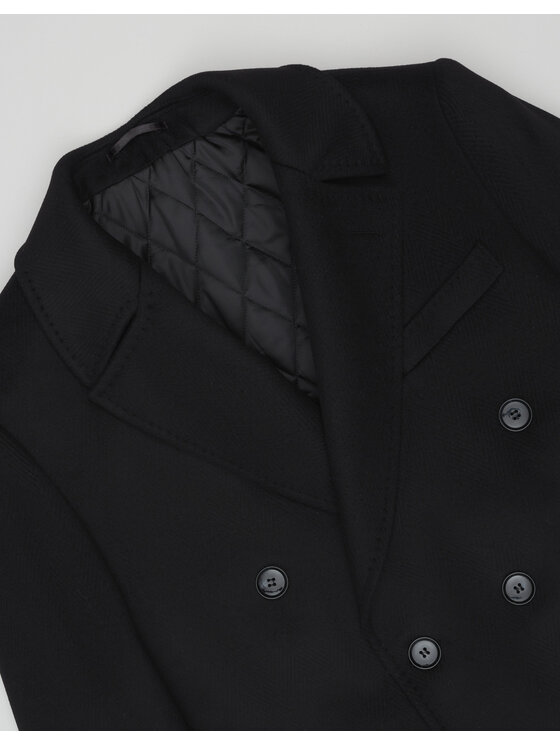 Borgio Borgio Płaszcz wełniany sortino_c Czarny Slim Fit