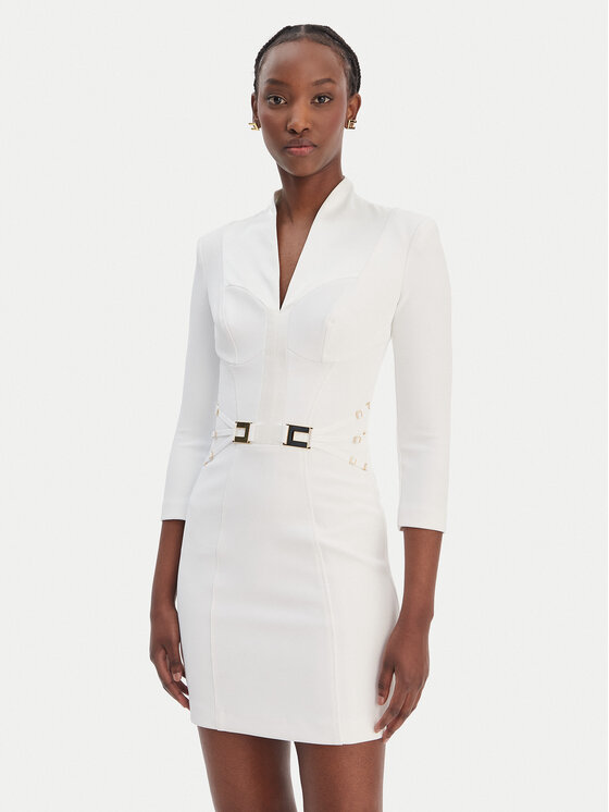 Elisabetta Franchi Elisabetta Franchi Kokteiļkleita AB-869-61E2-V520 Balts Regular Fit