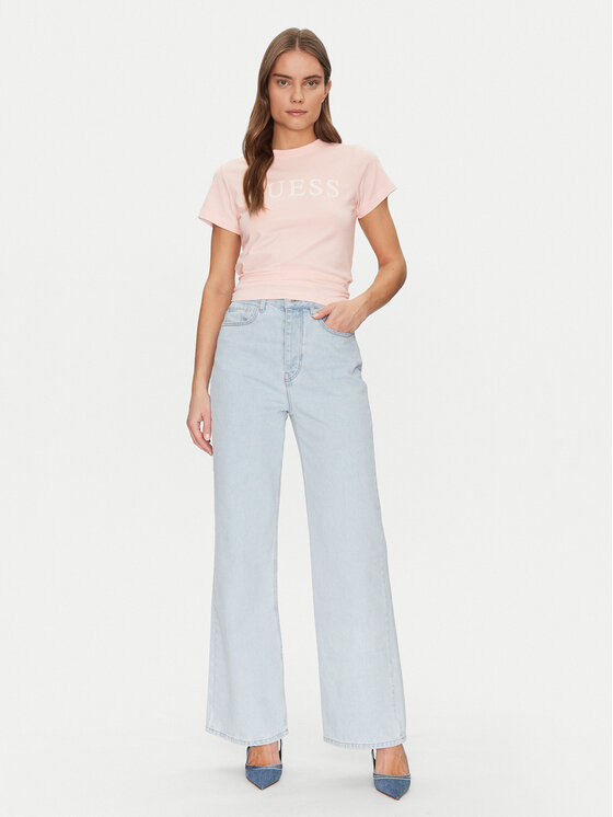 Guess Guess Tričko V5GI15 J1314 Ružová Shirt Fit