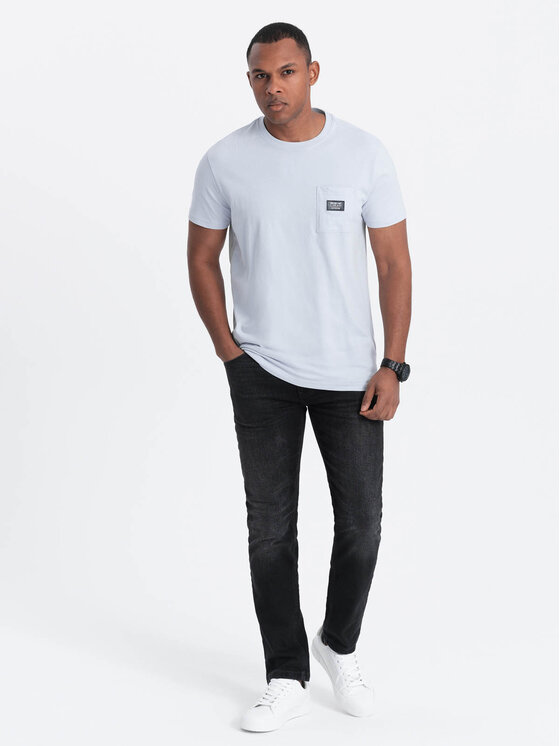 Ombre Ombre T-Shirt OM-TSCT-0109 Světle modrá Classic Fit