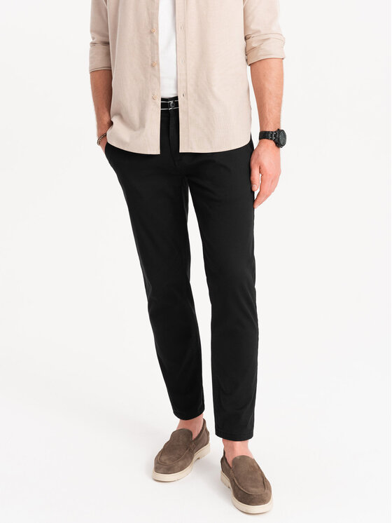 Ombre Ombre Chinosy OM-PACP-0118 Czarny Regular Fit