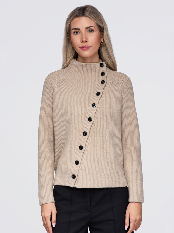 Ombre Ombre Sweter OW-SW-E0014 Beżowy Regular Fit