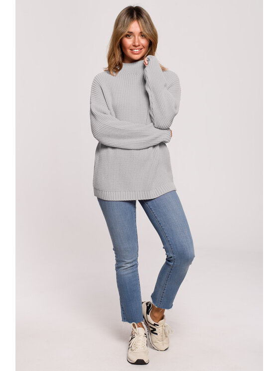 BeWear BeWear Sweter BK078 Szary Modern Fit