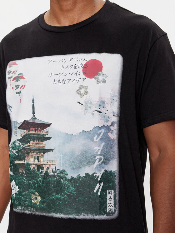Brave Soul Brave Soul T-shirt MTS-149SAPPORO Crna Straight Fit