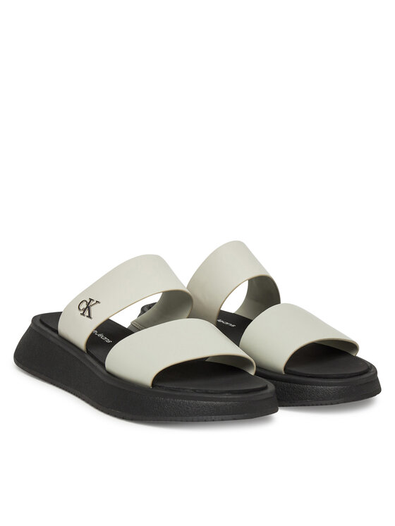 Calvin Klein Jeans Calvin Klein Jeans Şlapi Sandal Slide Double Strap YW0YW01694 Alb