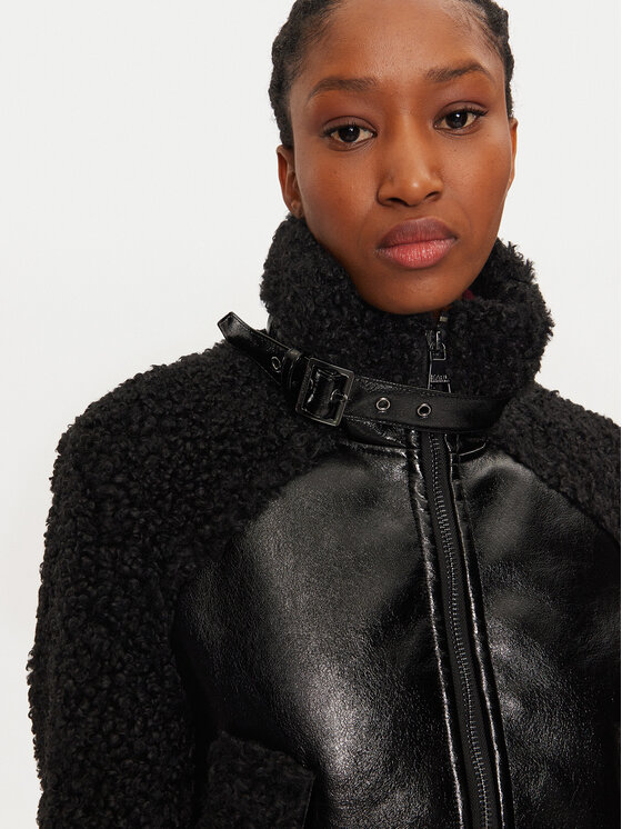 KARL LAGERFELD KARL LAGERFELD Jacke aus Kunstleder 246W1507 Schwarz Regular Fit