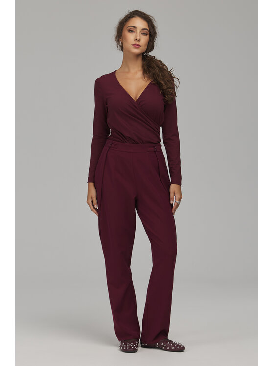 NIFE NIFE Bluzka B236 Bordowy Slim Fit